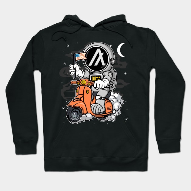 Astronaut Scooter Algorand ALGO Coin To The Moon Crypto Token Cryptocurrency Blockchain Wallet Birthday Gift For Men Women Kids Hoodie by Thingking About